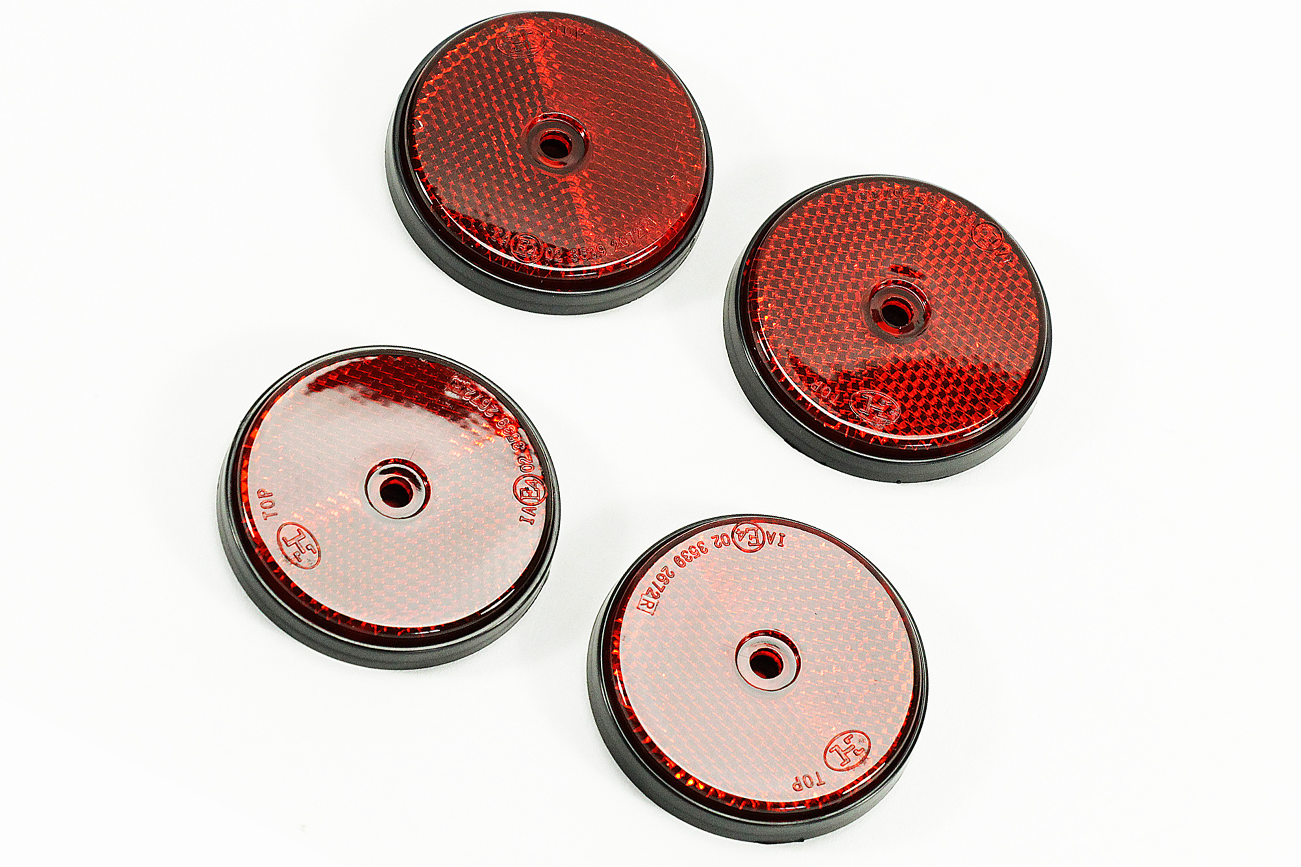 NEU 6x Katzenaugen Ø 60 mm für Auto PKW ROT Reflektoren Rückstrahler